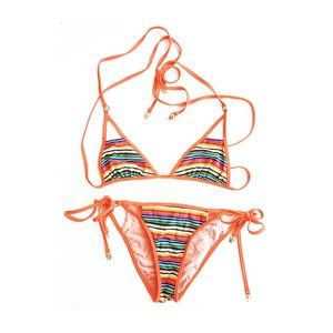 Wildfox Zooey Striped Cutout Triangle String Bikini Set